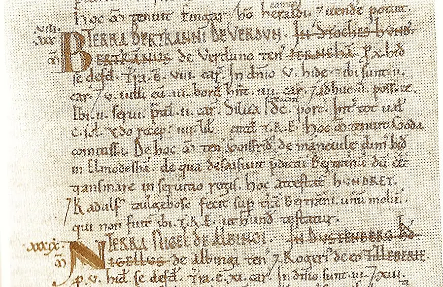 A page from the Domesday Book