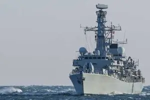 Royal Navy warship at sea