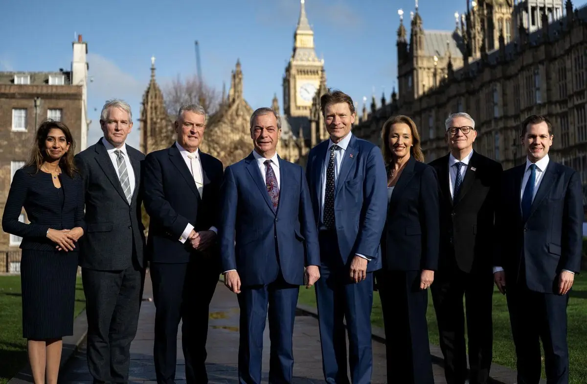 Reform MPs standing outside of Westminster
