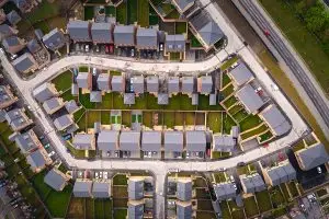 Aerial view of a modern housing development