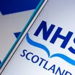 NHS Scotland logo on smartphone