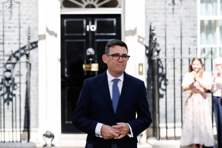 Andy Burnham giving his first speech as Prime Minister