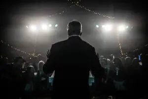Nigel farage addressing supporters after the result was announced